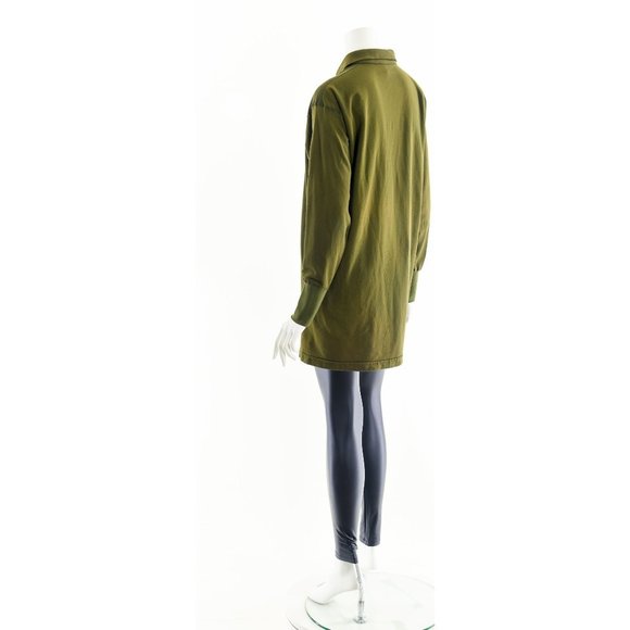 Army Green Collared Tunic Shirt Dress - Picture 8 of 10